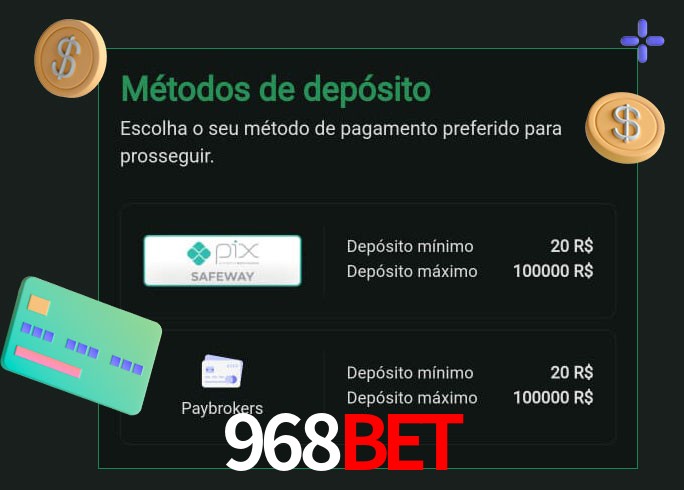 O cassino 968BET oferece uma grande variedade de métodos de pagamento